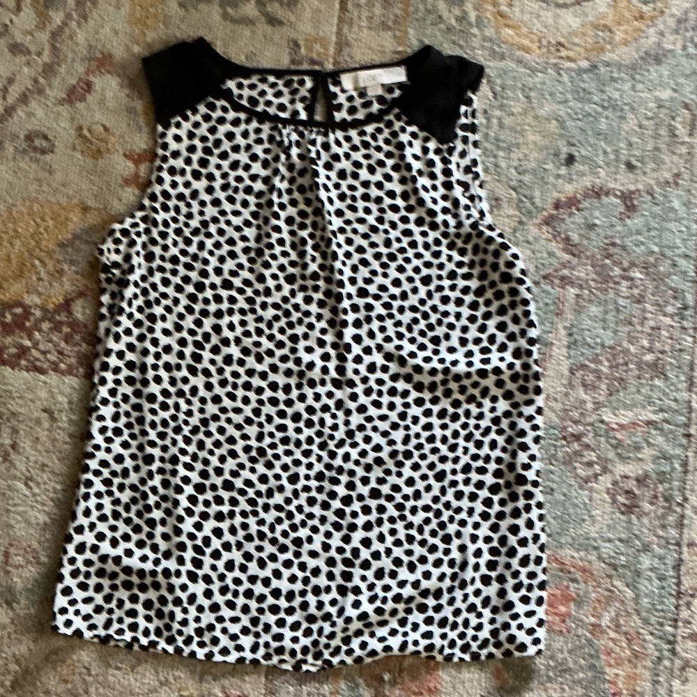 LOFT Black & White Polka Dot Sleeveless Shell